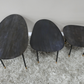 Industrial Black Metal And High Gloss Black Mango Wood Set Of 3 Side Tables