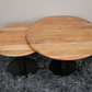 Mango Wood & Iron Base Set Of 2 Coffee Tables