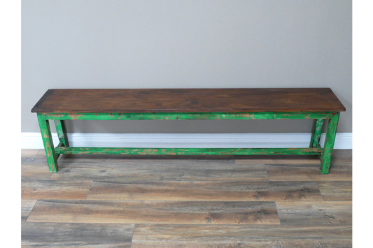 Reclaimed Green Bench - Large