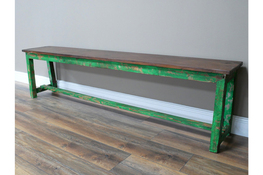 Reclaimed Green Bench - Large