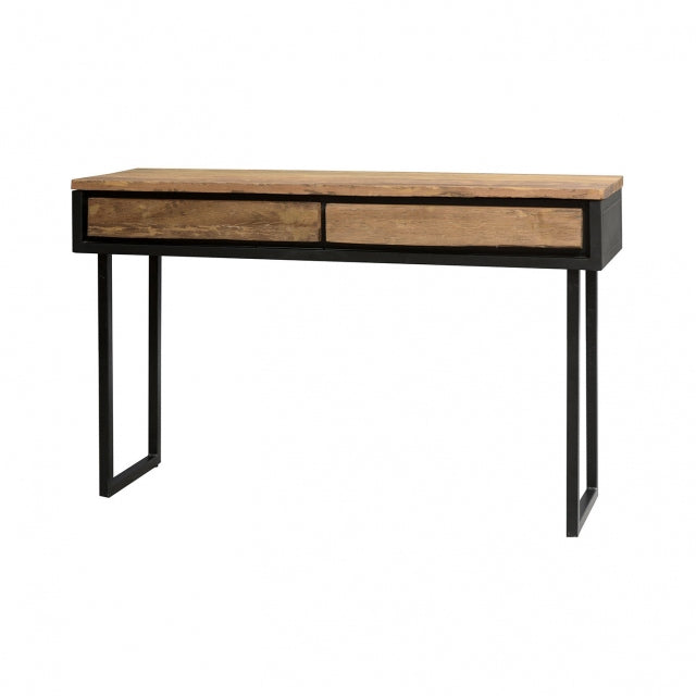 Java Sleeper Wood/Black Iron - 2 Drawer Console Side Table