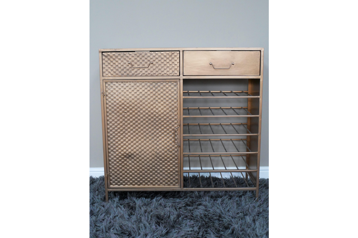 Industrial Gold Textured Metal Bar Cabinet