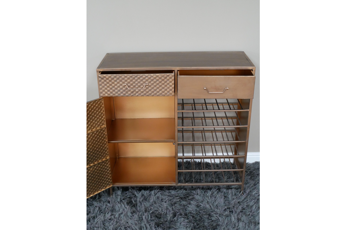 Industrial Gold Textured Metal Bar Cabinet