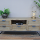 Industrial Solid Wood TV Cabinet with 5 Drawers & 1 Shelf