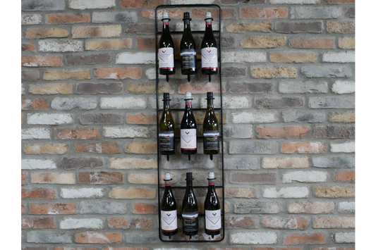 9-Bottle Wine Rack, black metal