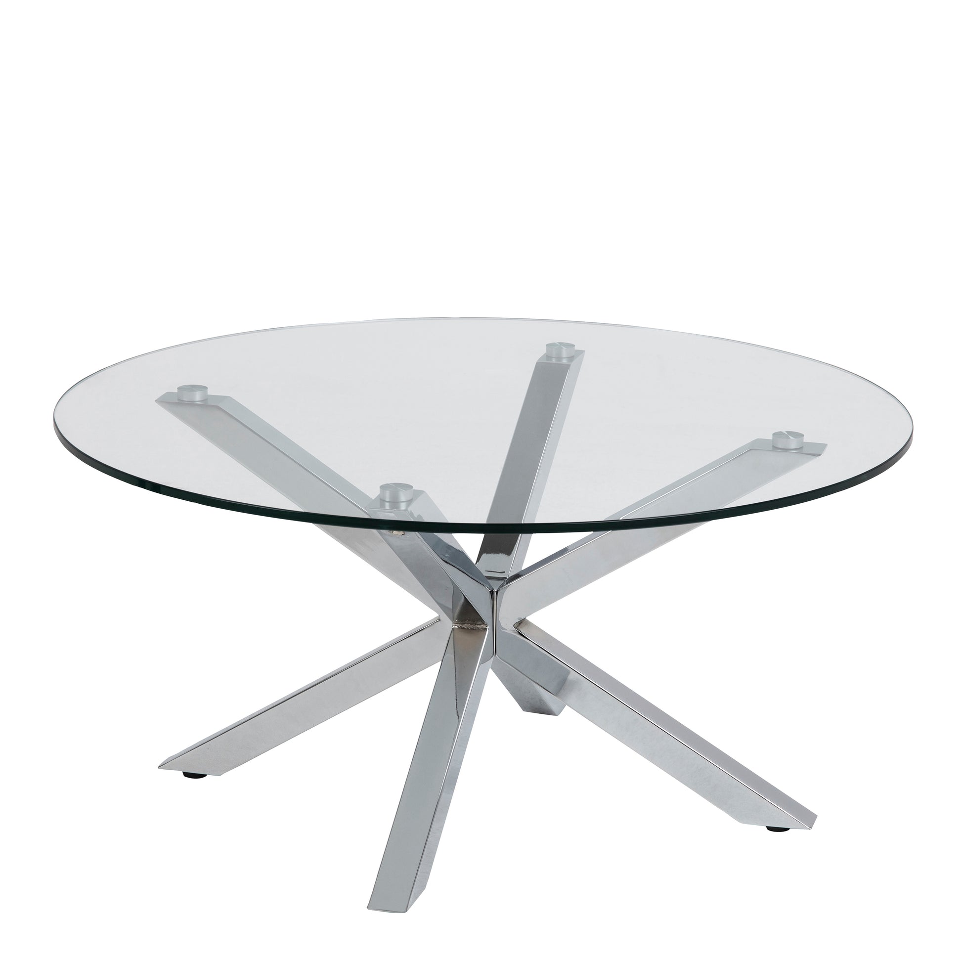 Heaven Round Coffee Table with Glass Top and Chrome Legs