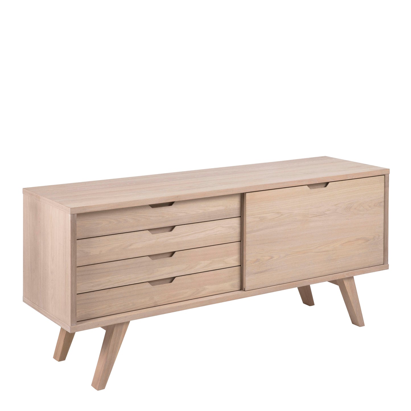 A-Line Sideboard with 4 Drawers and Sliding Door in White Oak