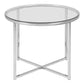 Cross Round Metal Side Table with Glass Top