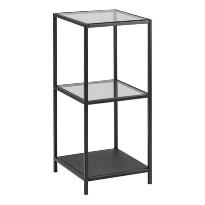 Seaford Narrow Black Metal Bookcase with 2 Glass Shelves