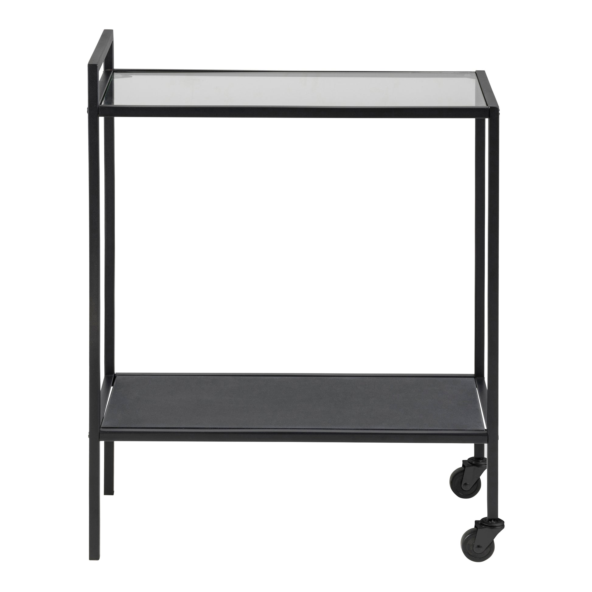 Seaford Black Metal Serving Trolley with Glass Top