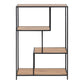 Seaford Black Metal Asymmetrical Bookcase with 3 Oak Shelves