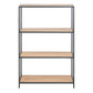 Seaford Black Metal Low Bookcase with 3 Oak Shelves