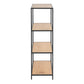 Seaford Black Metal Low Bookcase with 3 Oak Shelves