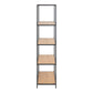 Seaford Tall Black Metal Bookcase with 4 Oak Shelves