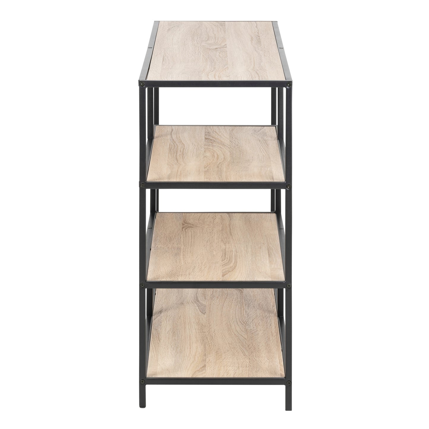 Seaford Wide Black Metal Bookcase with 4 Sonoma Oak Shelves