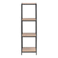 Seaford Narrow Black Metal Bookcase with 3 Oak Shelves