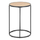 Seaford Black Metal Small Round Side Table with Oak Top