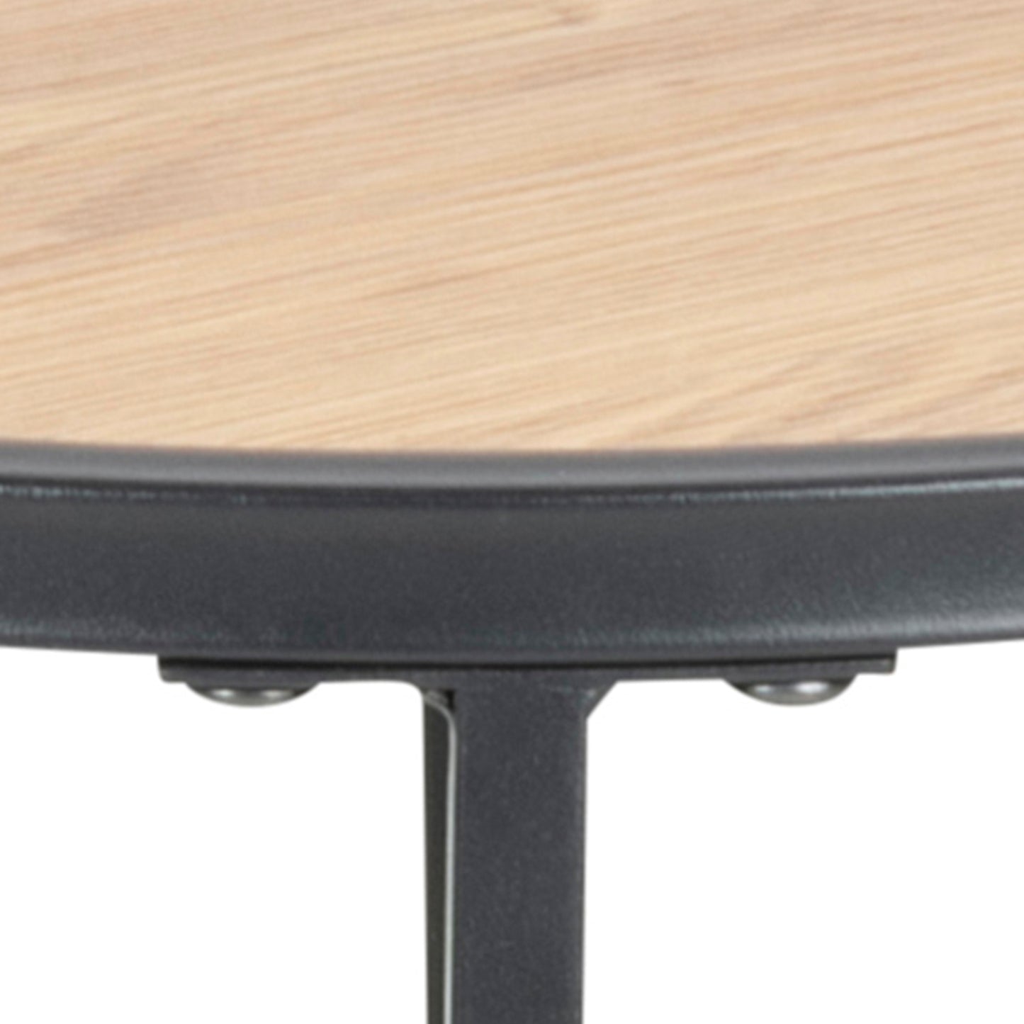 Seaford Black Metal Small Round Side Table with Oak Top