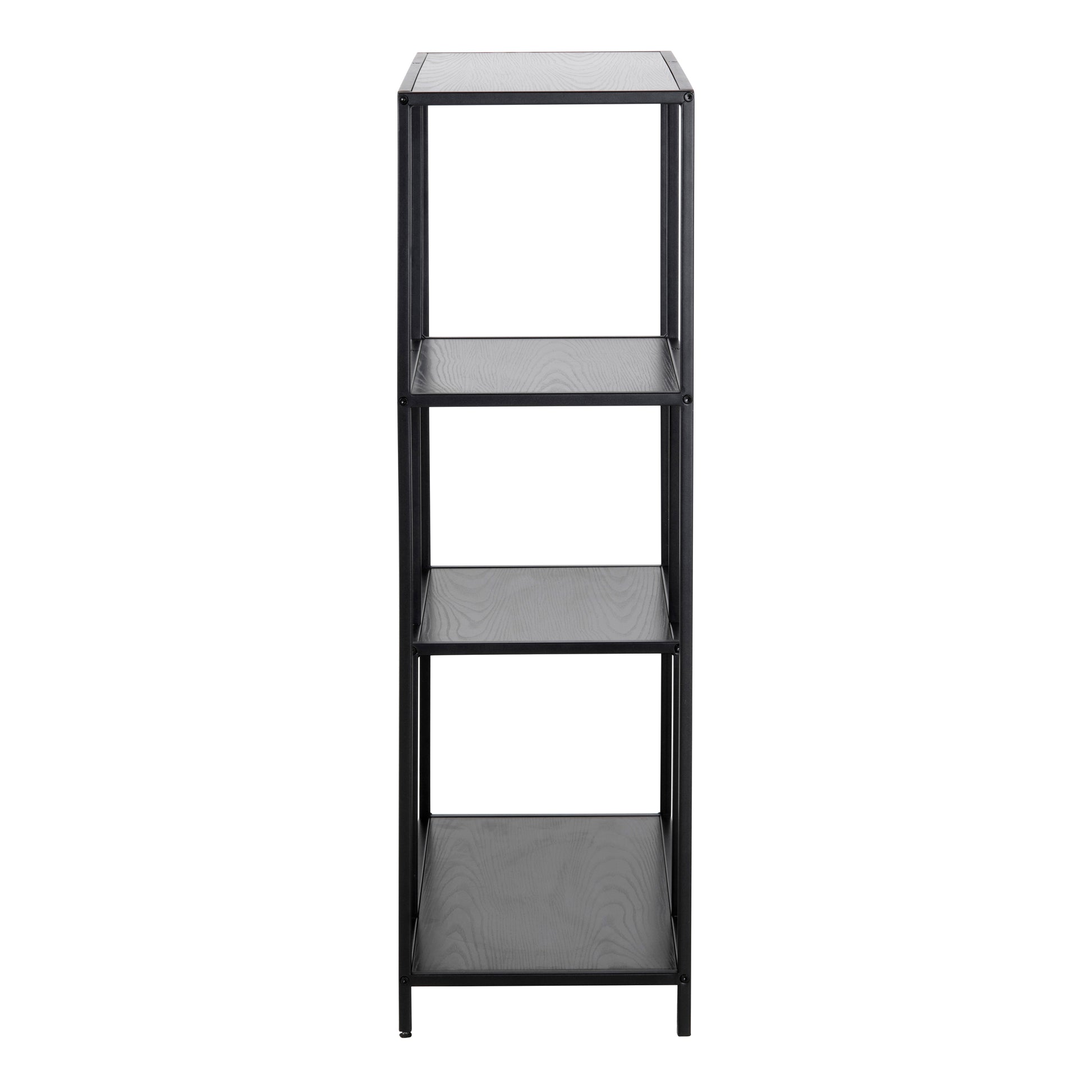 Seaford Black Metal Asymmetrical Bookcase with 3 Black Shelves