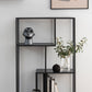 Seaford Black Metal Asymmetrical Bookcase with 3 Black Shelves