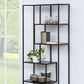 Seaford Tall Black Metal Bookcase with 5 Black Shelves