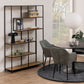 Seaford Black Metal Large Asymmetrical Bookcase with 5 Oak Shelves