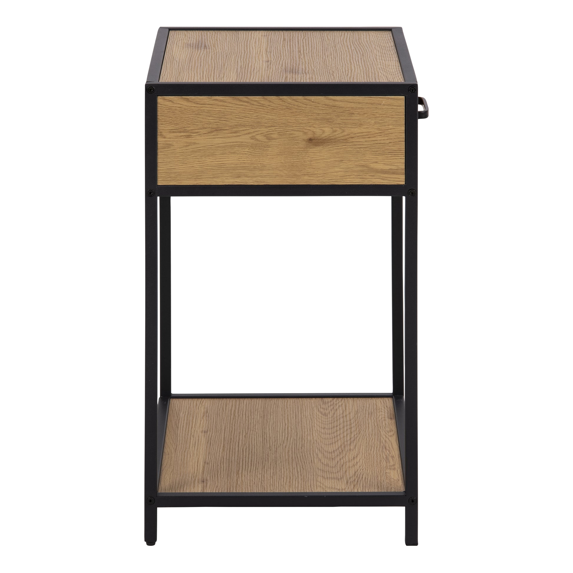 Seaford Bedside Table with 1 Drawer in Black & Oak