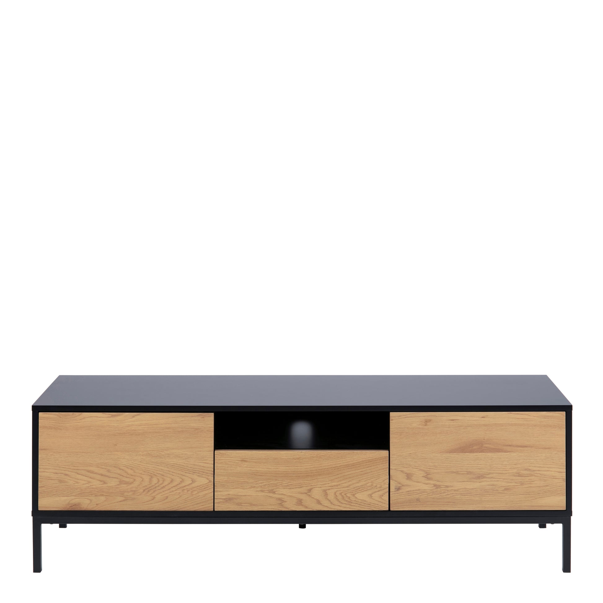 Seaford TV Unit 2 Doors 1 Drawer in Black & Oak