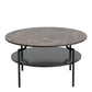 Goldington Round Coffee Table with Brown Marble Melamine Top & Black Legs