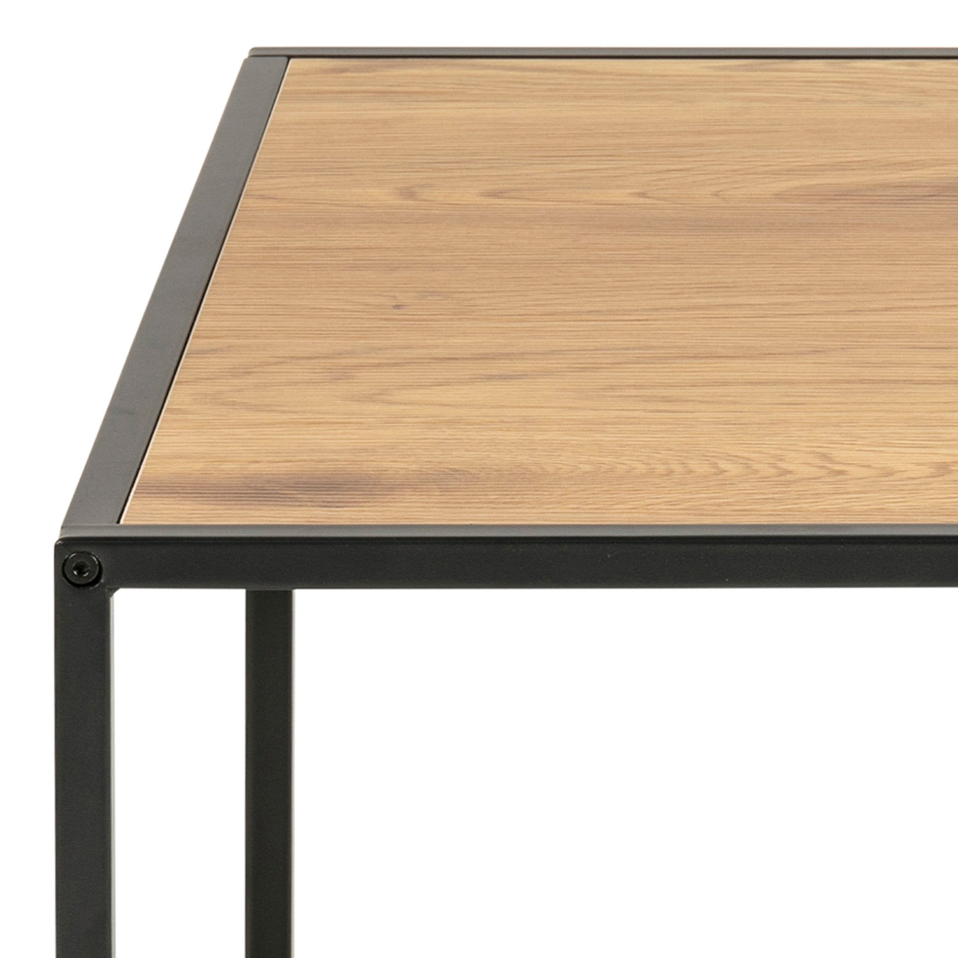 Seaford Black Metal Coffee Table with Oak Top