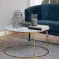 Bolton -A1 Round Coffee Table with White Crystal Clear Marble Glass Top & Gold Base