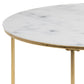 Bolton -A1 Round Coffee Table with White Crystal Clear Marble Glass Top & Gold Base