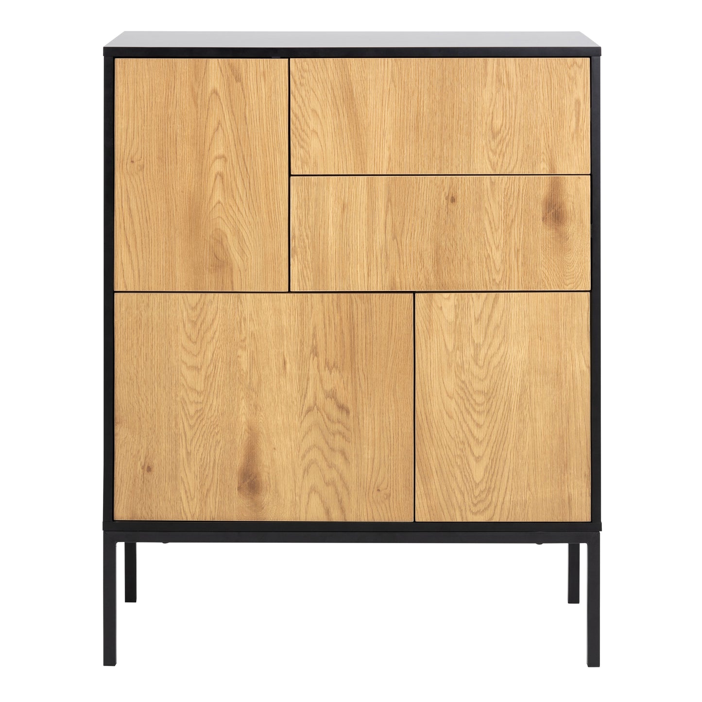 Seaford 3 Door 2 Drawer Sideboard in Black & Oak