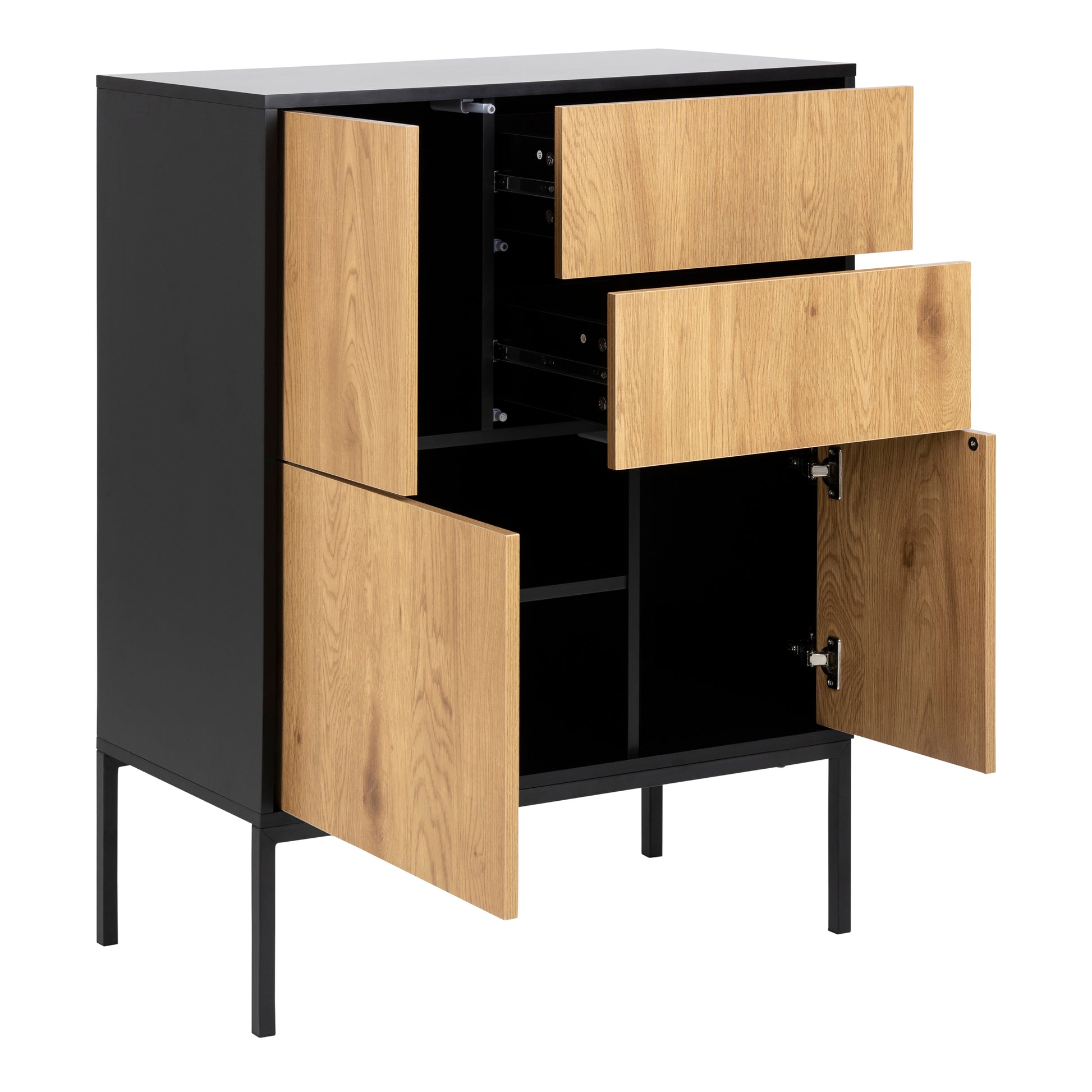 Seaford 3 Door 2 Drawer Sideboard in Black & Oak