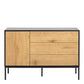 Seaford 1 Door 3 Drawer Small Sideboard in Black & Oak