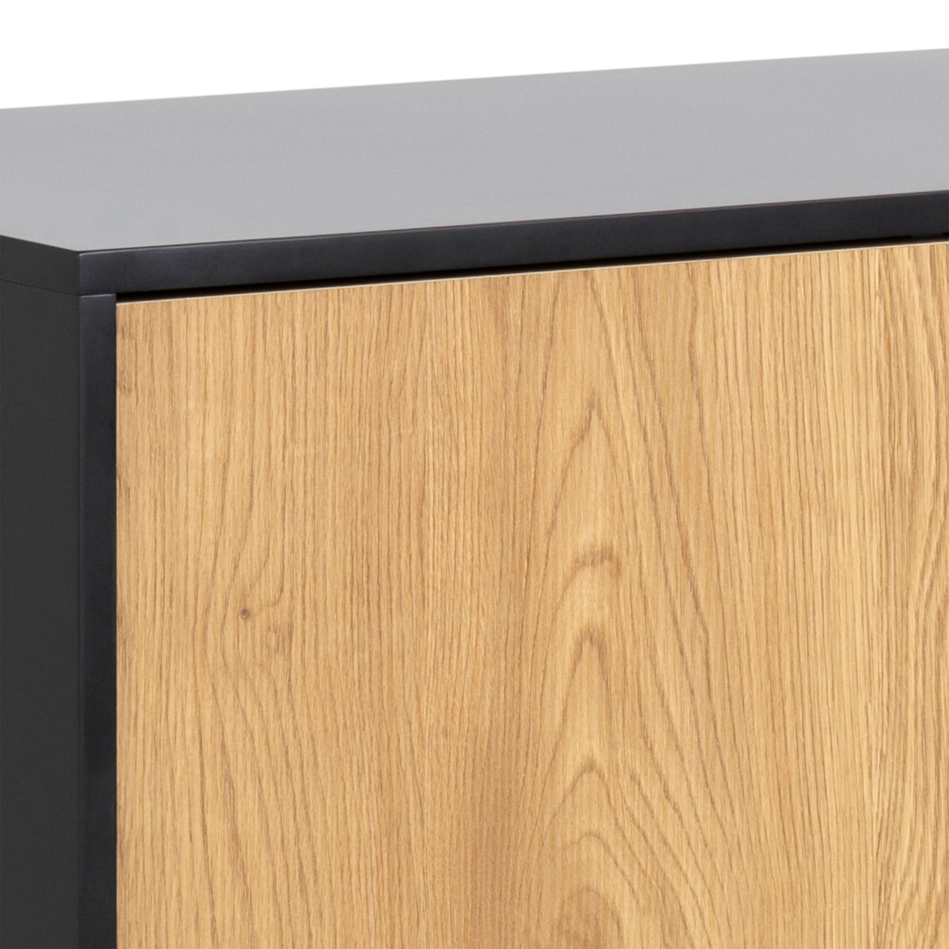 Seaford 1 Door 3 Drawer Small Sideboard in Black & Oak