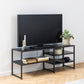 Seaford Black Metal Open TV Unit with 3 Black Shelves