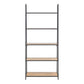 Seaford Black Metal Ladder Bookcase with 5 Oak Shelves