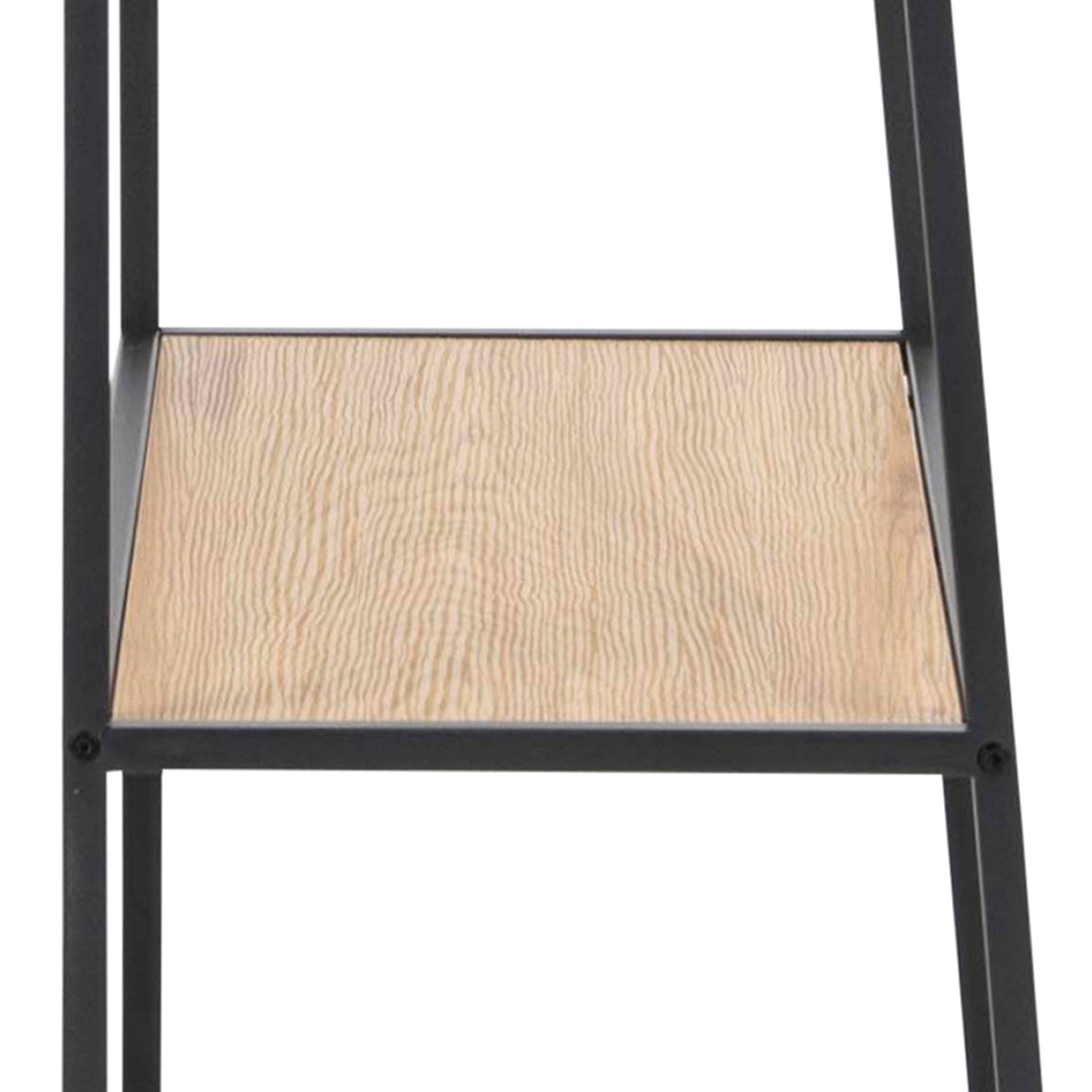 Seaford Black Metal Ladder Bookcase with 5 Oak Shelves