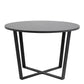 Amble Round Dining Table with Black Marble Melamine Top & Black Legs