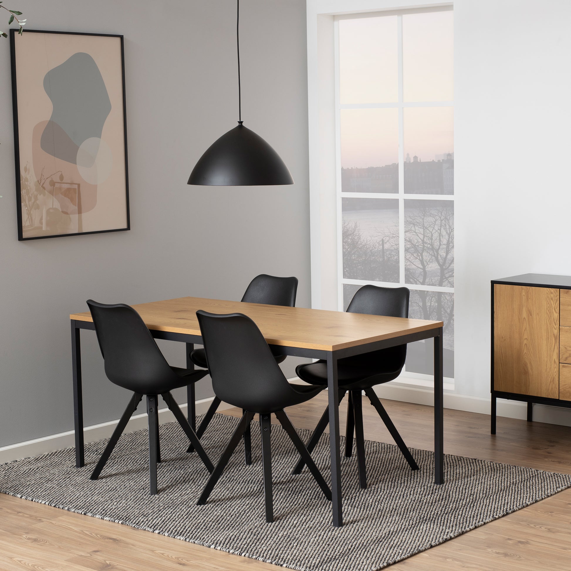 Seaford Dining Table in Black & Oak