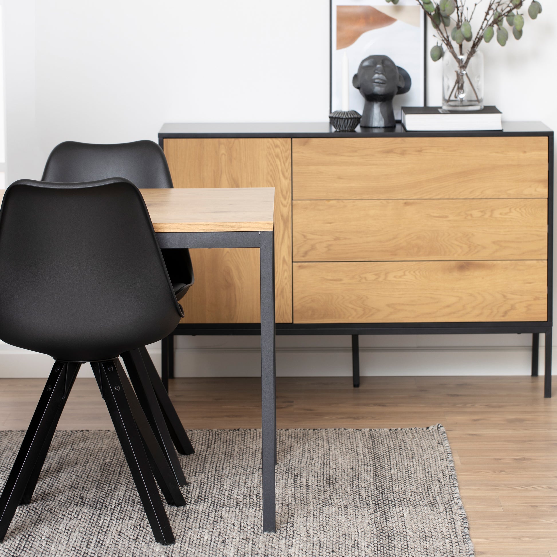 Seaford Dining Table in Black & Oak