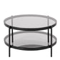 Bayonne Round Coffee Table in Black with Smoked Glass Top