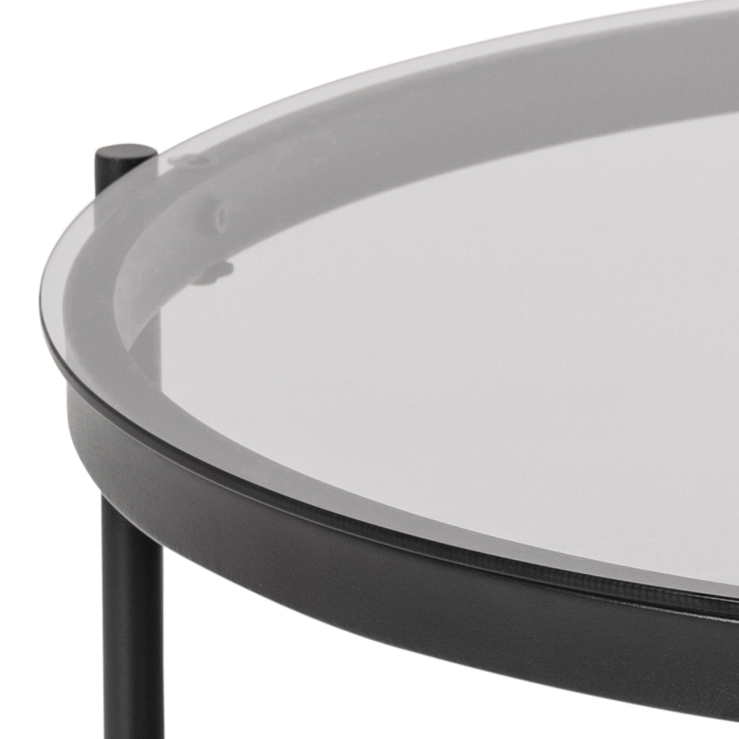 Bayonne Round Coffee Table in Black with Smoked Glass Top