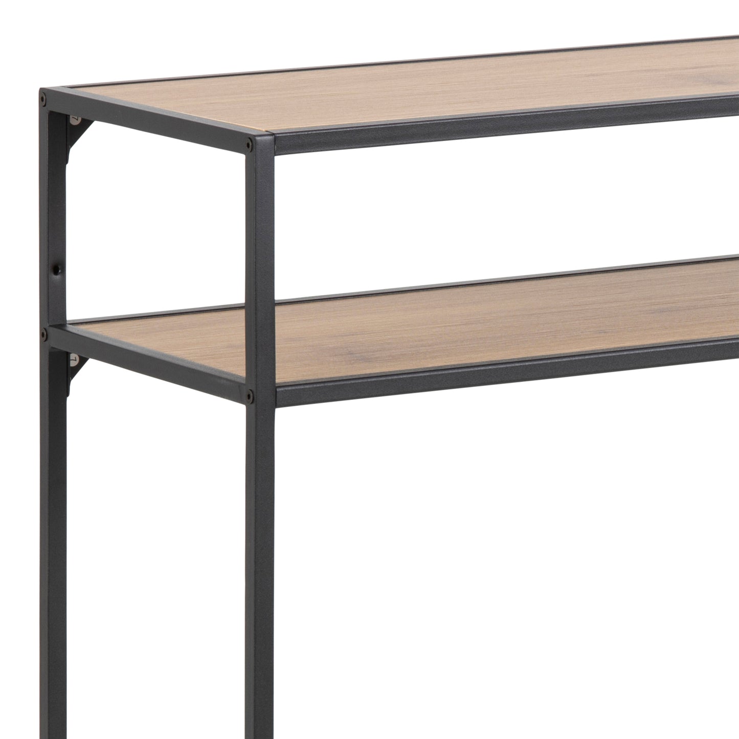 Seaford Black Metal Console Table with Oak Top