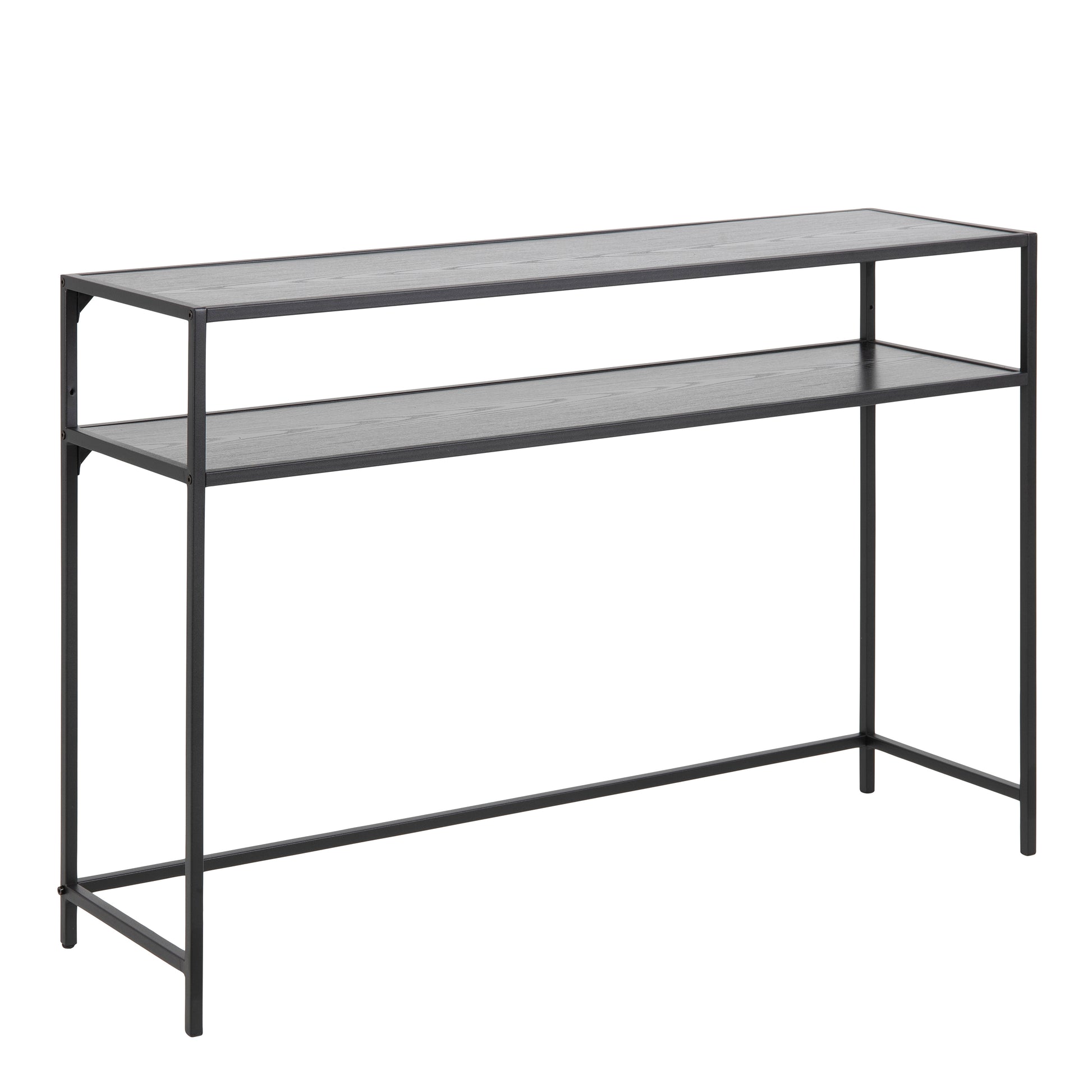 Seaford Black Metal Console Table with Black Top