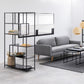 Seaford Black Metal Large Asymmetrical Bookcase with 5 Black Shelves