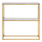 Alisma Console Table with White Crystal Clear Marble Glass Top & Gold Legs