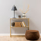 Alisma Console Table with White Crystal Clear Marble Glass Top & Gold Legs