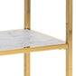 Alisma Console Table with White Crystal Clear Marble Glass Top & Gold Legs